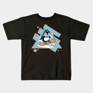 Penguin Snowboarding Kids T-Shirt